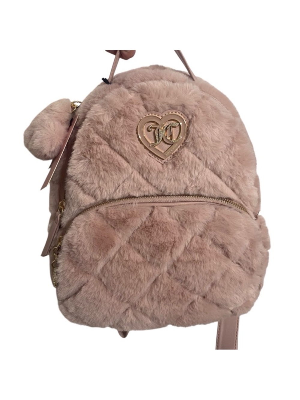 NWT! Juicy Couture Let's get Cozy Furry Backpack Dusty Blush